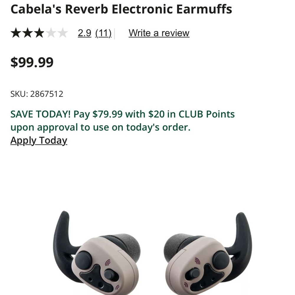 NWOT Cabela’s Reverb Electronic Earmuffs